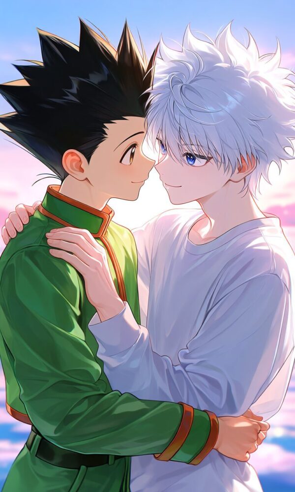 抱き合うゴンとキルア