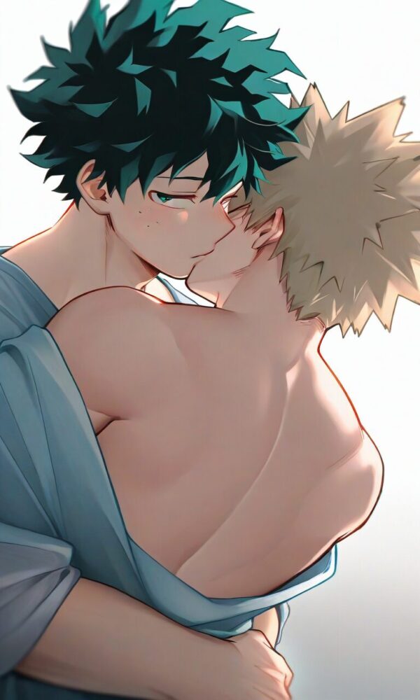 キスをする緑谷出久と爆豪勝己（僕のヒーローアカデミア）