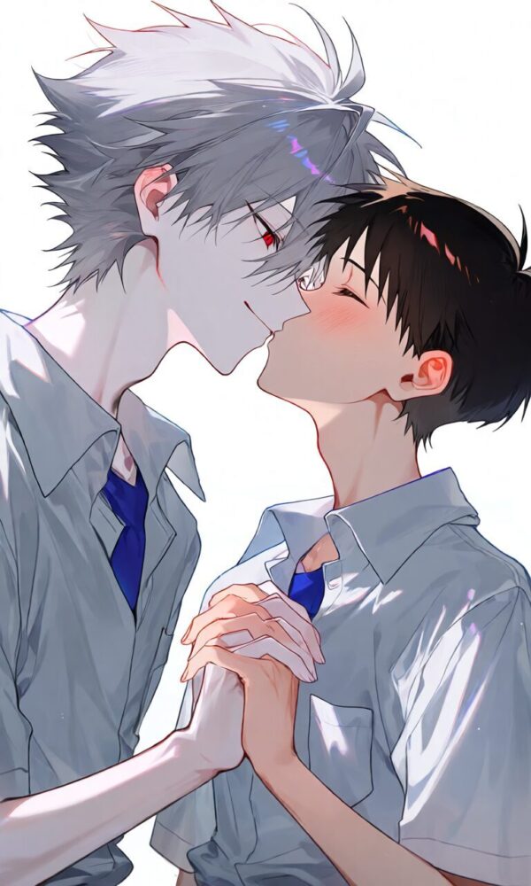 キスをする碇シンジと渚カオル（新世紀エヴァンゲリオン）