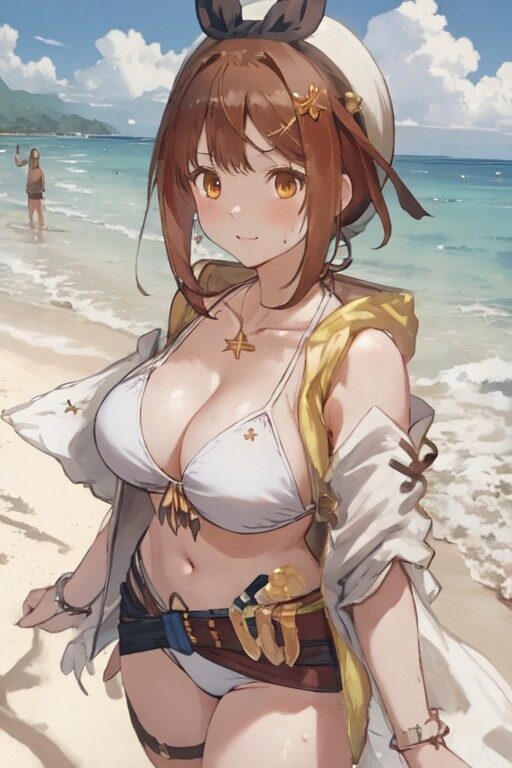 ビーチでビキニのライザ