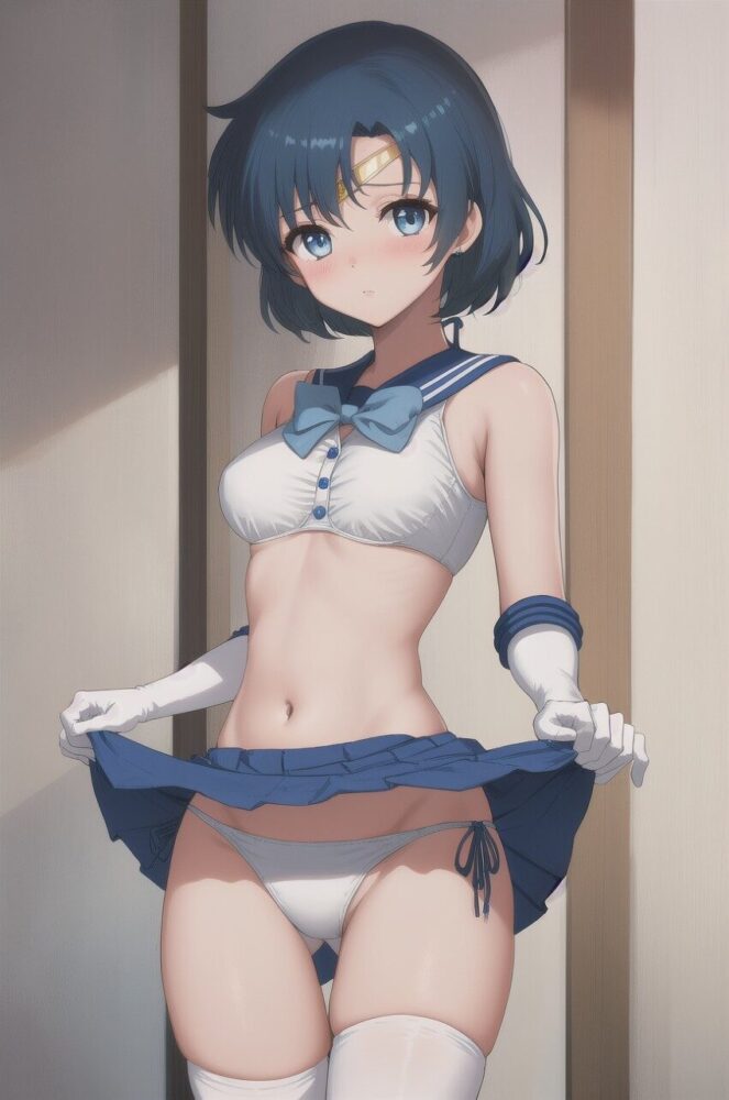 セーラーマーキュリー水野亜美のスカートたくしあげ