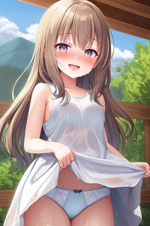 スカートをたくし上げてパンツを見せる青羽ここな