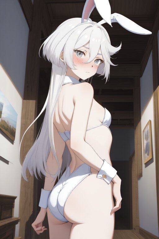 白バニーガールコスプレをしているミオリネ