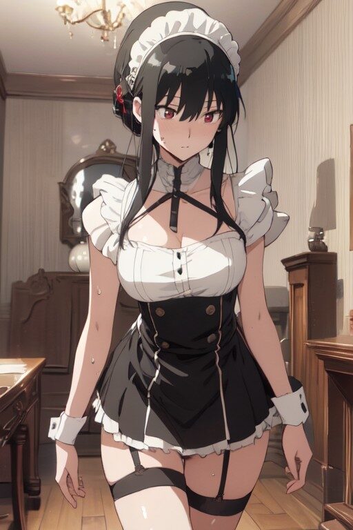 メイドコスプレに戸惑うヨル・フォージャー