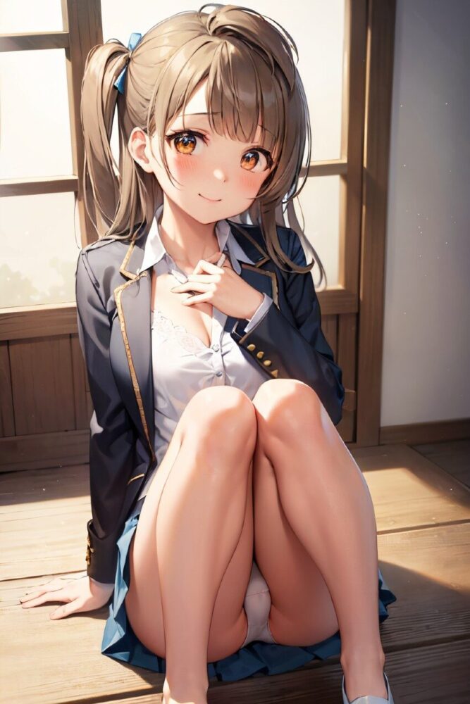 制服姿の南ことりがしゃがみパンチラ