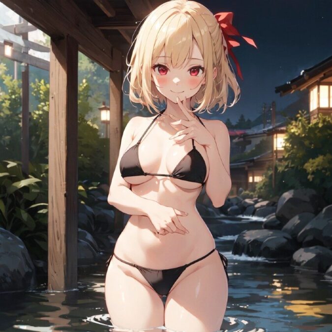 黒いマイクロビキニ姿の錦木千束