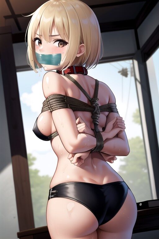 下着姿で束縛されている錦木千束