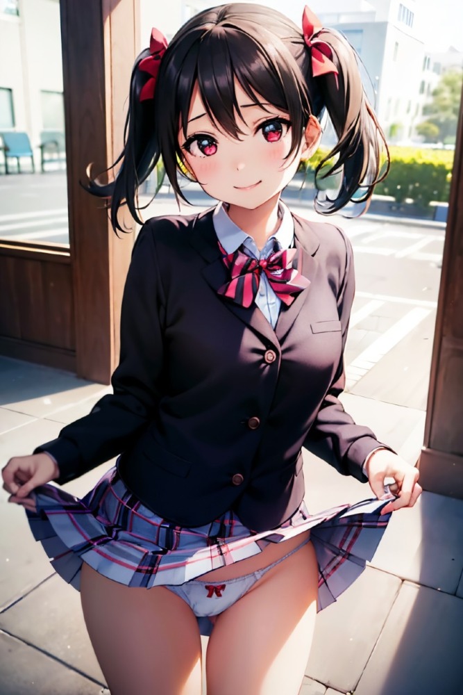 スカートを持ち上げてパンツを見せてくれる矢澤にこ