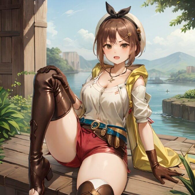 ホットパンツで股を広げるムチムチ太もものライザ