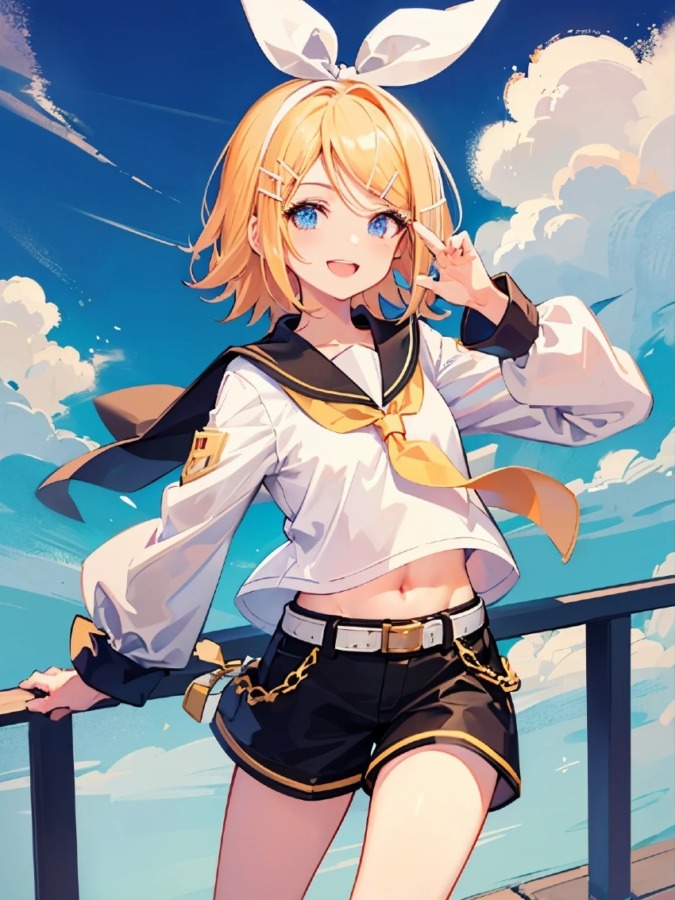 鏡音リンのへそ出し