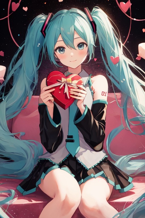 バレンタインのチョコレートを持つ初音ミク