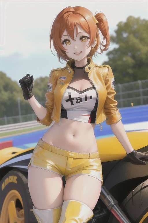 レースクイーンコスチュームの星空凛