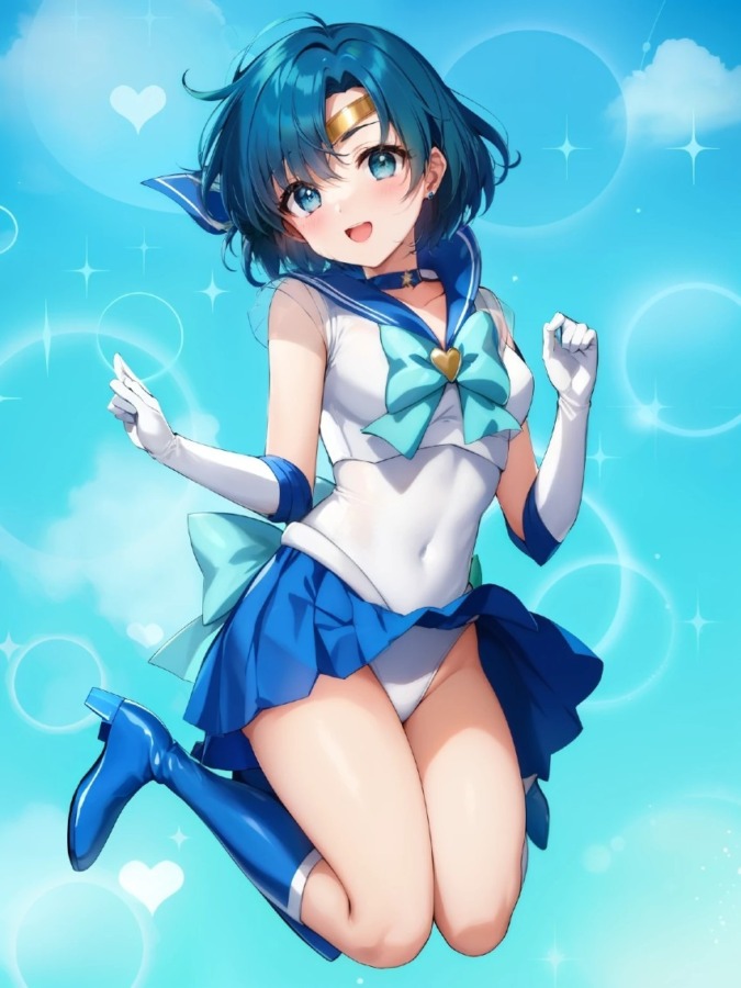 セーラーマーキュリー水野亜美のジャンプパンチラ
