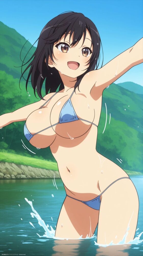 マイクロビキニをきて川で遊ぶ一条蛍
