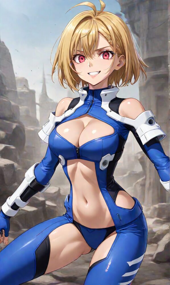 セクシーなライダースーツを身に纏ったアンジュ