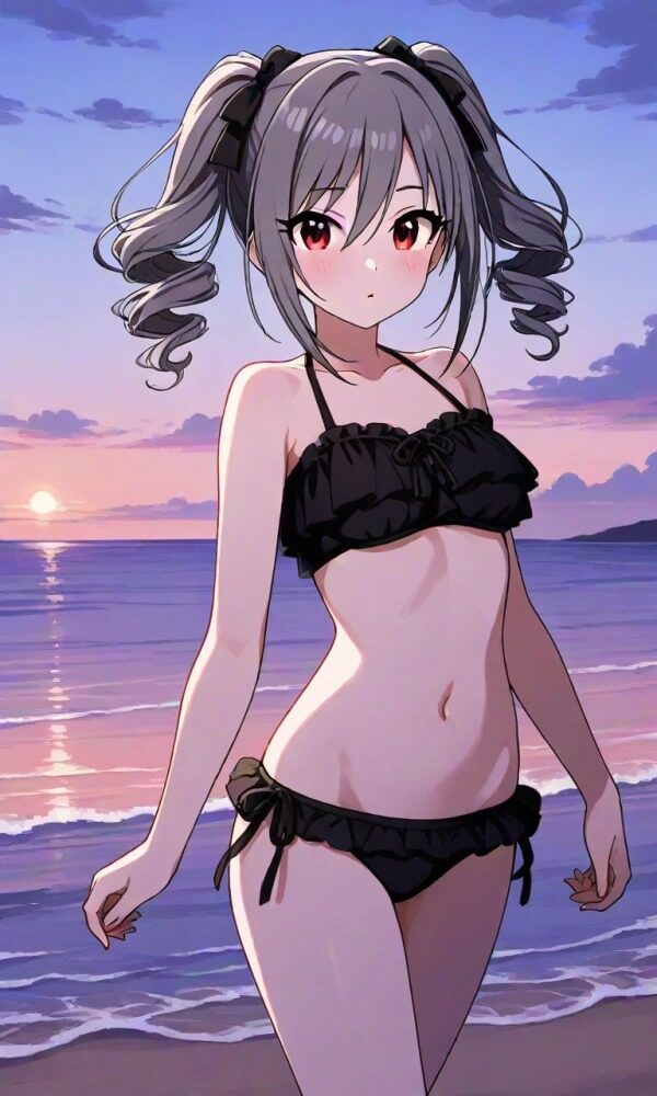 黒フリルビキニを着た神崎蘭子