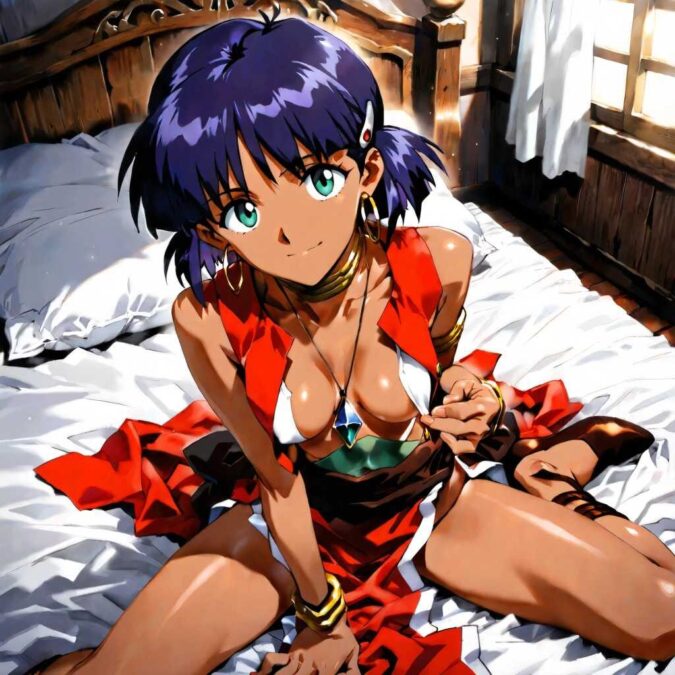 服を脱ぎ始めているナディア(ふしぎの海のナディア)