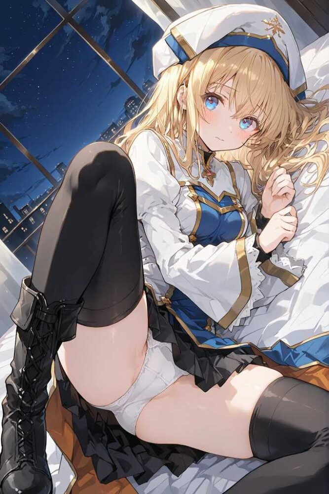 ベッドに横たわって股を開く女神官(ゴブリンスレイヤー)