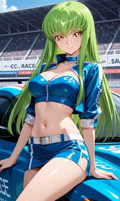 レースクィーンコスチューム姿のC.C.(コードギアス)