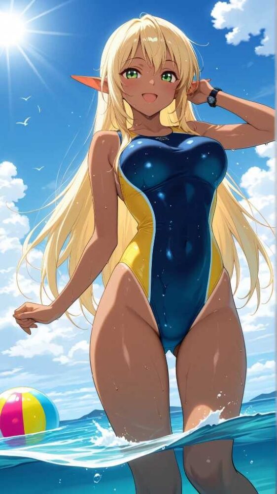 競泳水着を着たディードリット(ロードス島戦記)