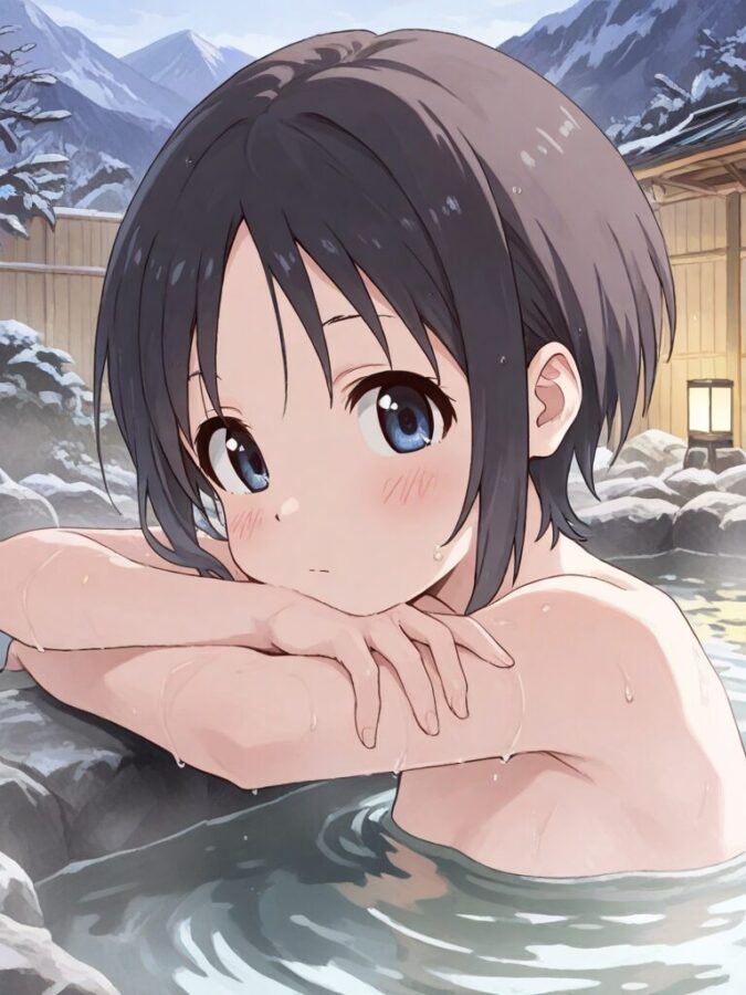 温泉に入る黒崎ほのか（ヤマノススメ）