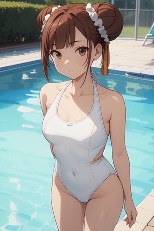 白スクール水着を着たラオフェン（葬送のフリーレン）