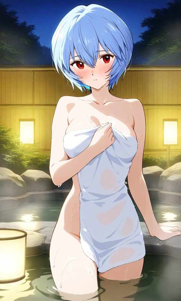 温泉に入る綾波レイ（新世紀エヴァンゲリオン）