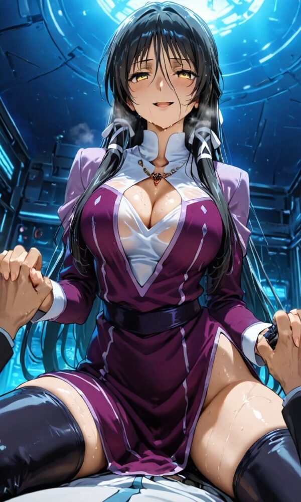 着衣のまま騎乗位セックス中のファサリナ(ガン×ソード)