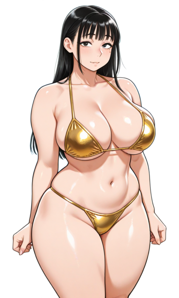 金色のマイクロビキニを着た阿川先生（サンキューピッチ）