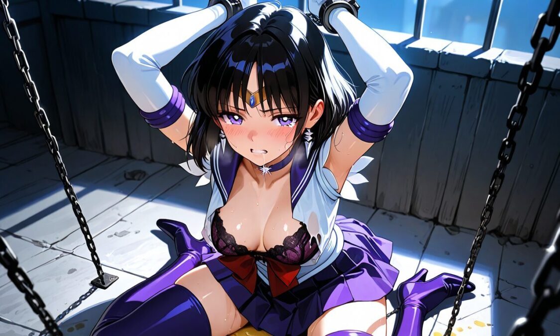 拘束されて服が破けている土萠ほたる（セーラームーン）