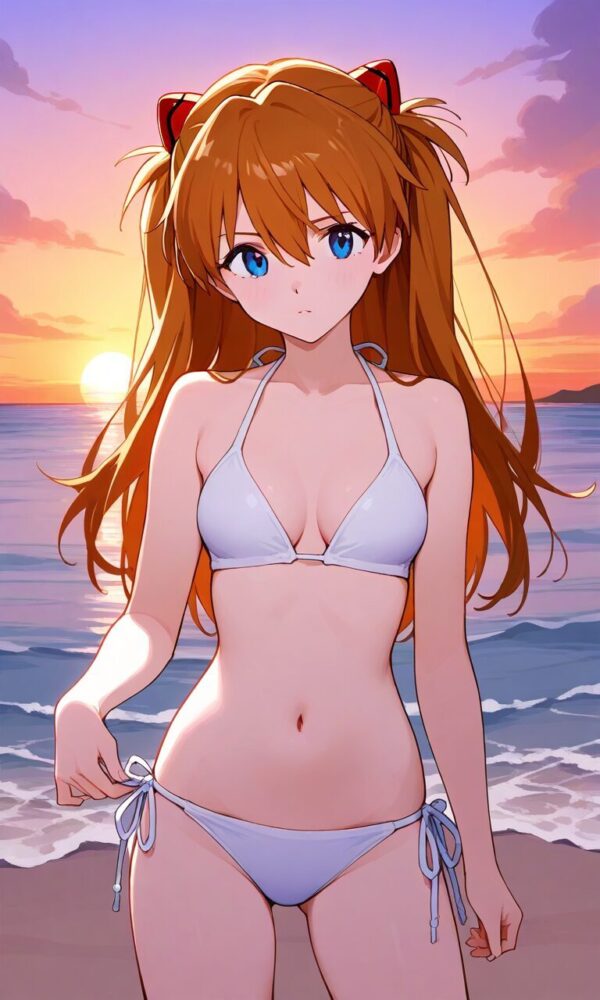 白いビキニを着たアスカ(新世紀エヴァンゲリオン)