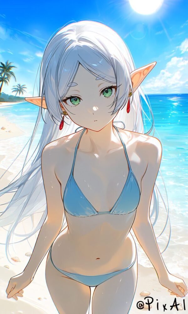 白いビキニを着たフリーレン（葬送のフリーレン）