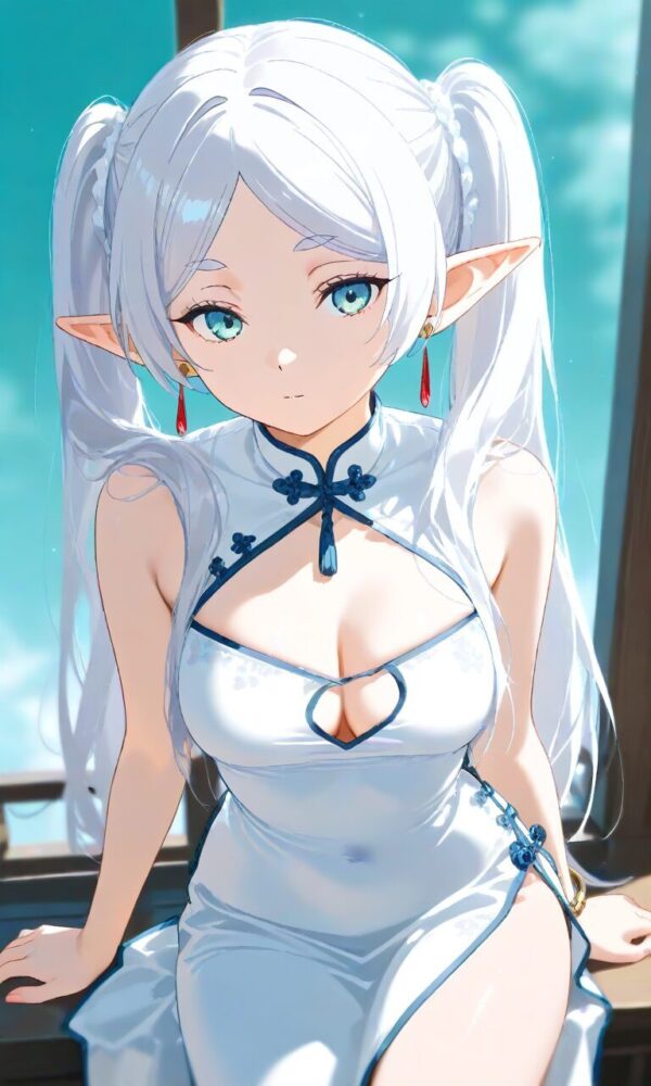 セクシーなチャイナドレスを着たフリーレ（葬送のフリーレン）ン