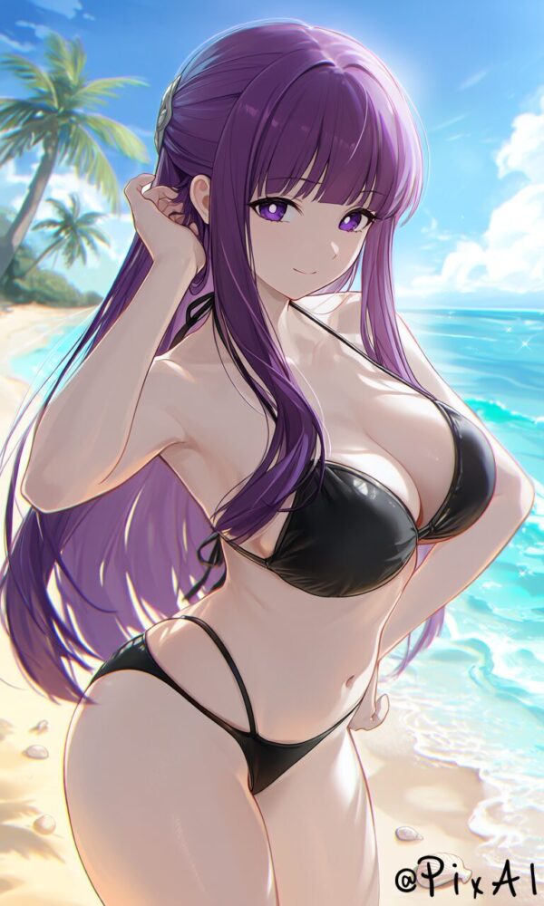 黒い紐ビキニを着たフェルン（葬送のフリーレン）