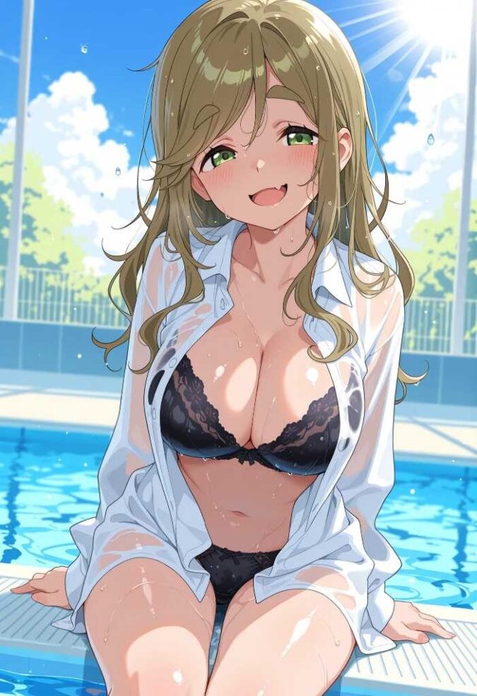 セクシーな黒い下着姿の犬山あおい（ゆるキャン）