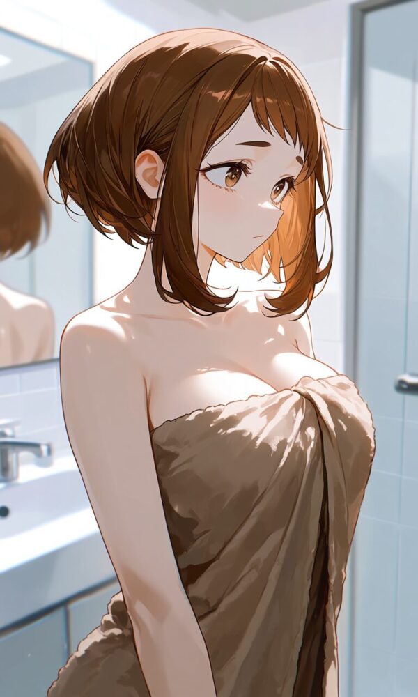 お風呂上がりでバスタオル1枚の麗日お茶子（僕のヒーローアカデミア）