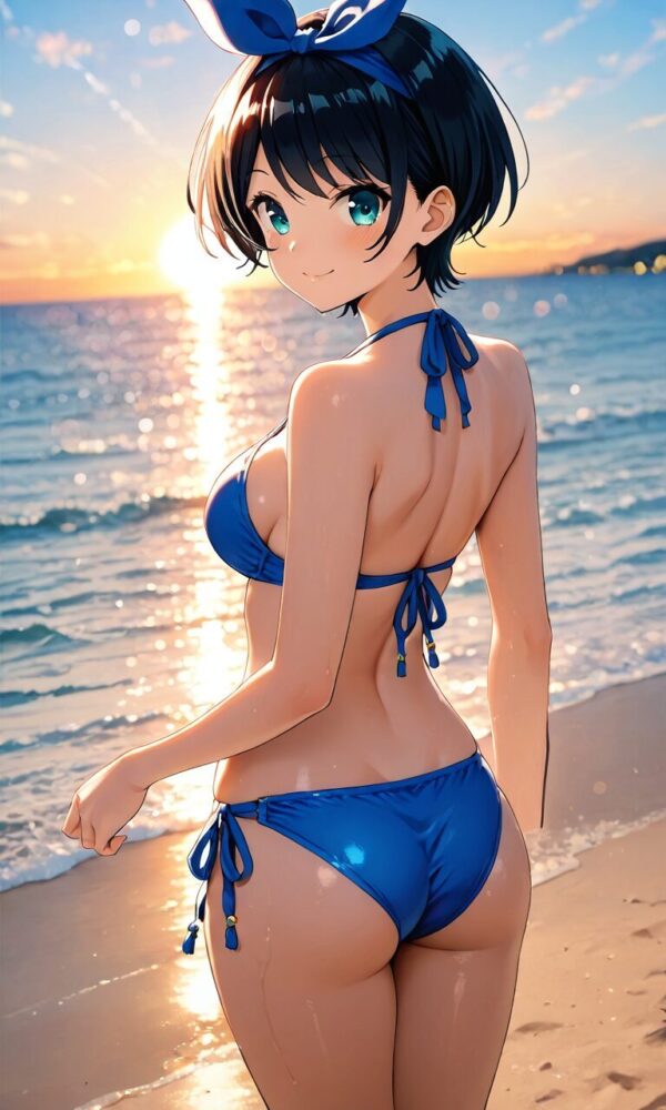 青いビキニを着た更科瑠夏（彼女、お借りします）