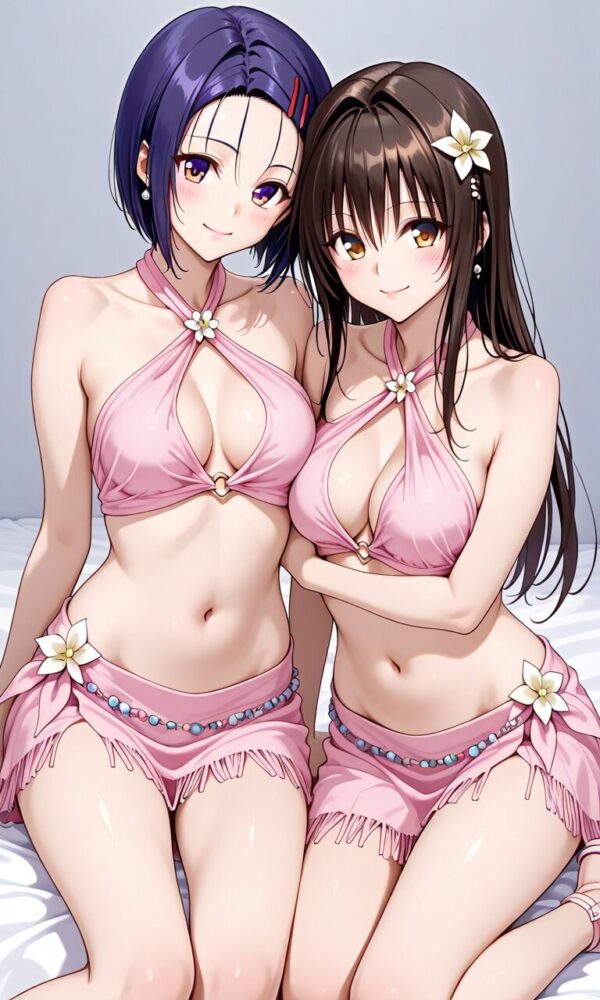 ビキニを着た古手川結衣と西連寺春菜（ToLOVEる）