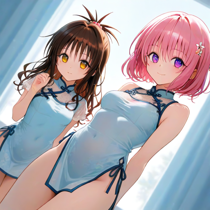 セクシーチャイナドレスのナナと結城美柑（ToLOVEる）